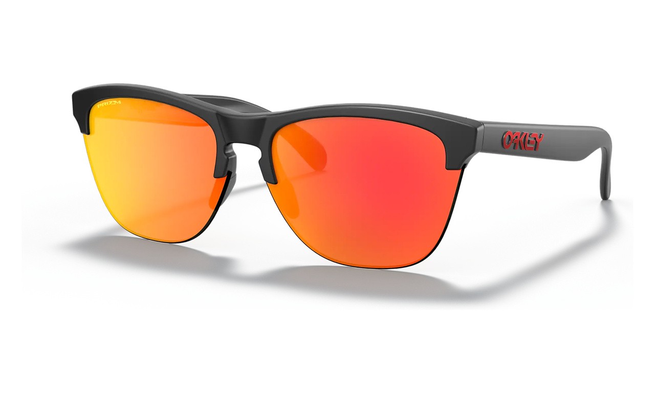 Oakley Frogskins Lite Sunglasses Matte Black Frame Prizm Ruby Lens