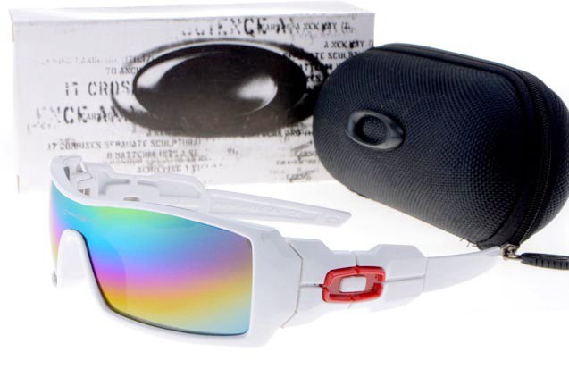 Oakley oil rig sunglasses in polished white / fire iridium