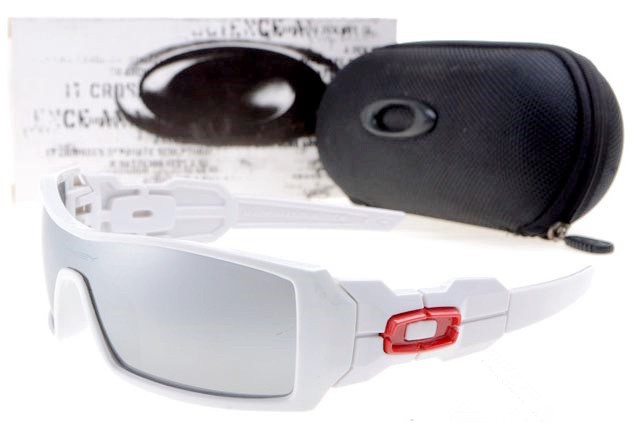 Oakley oil rig sunglasses in polished white / silver iridium