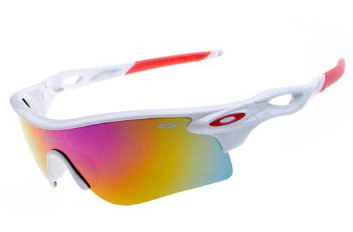 Oakley radarlock sunglasses in white / red iridium