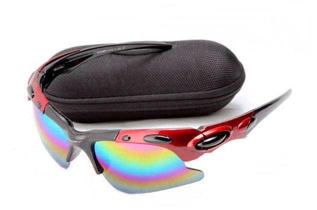 Oakley plate sunglasses in black and red / colorful iridium