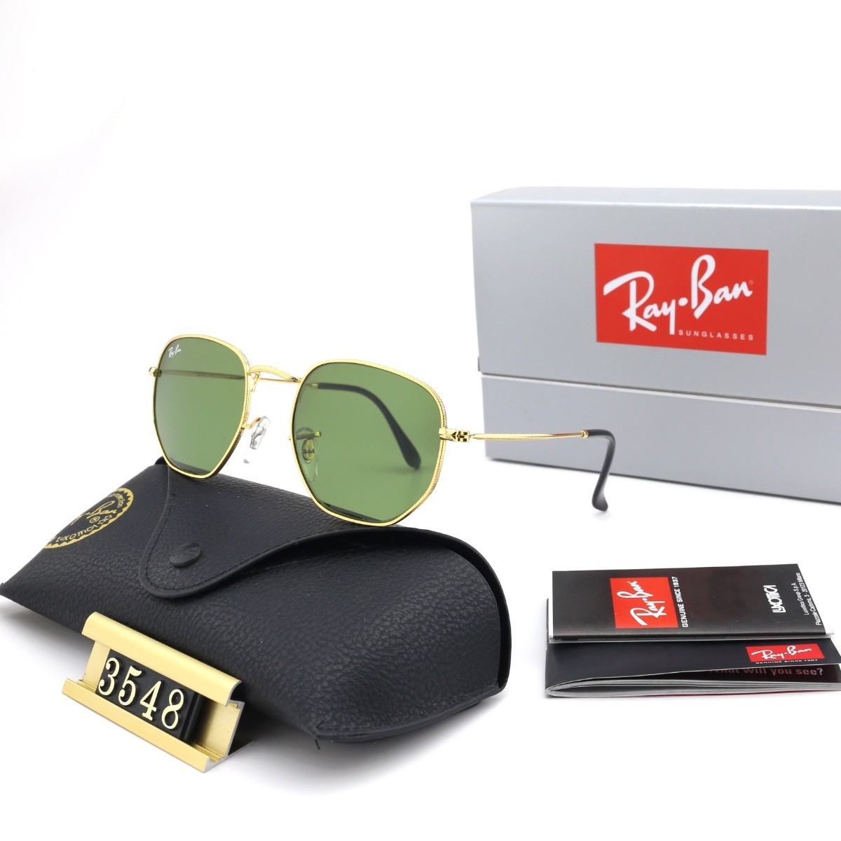 Ray Ban RB3548 Sunglasses Green/Gold with Black