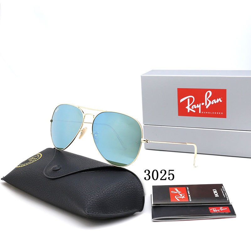 Ray Ban RB3025 Sunglasses Light Blue with Green/Gold