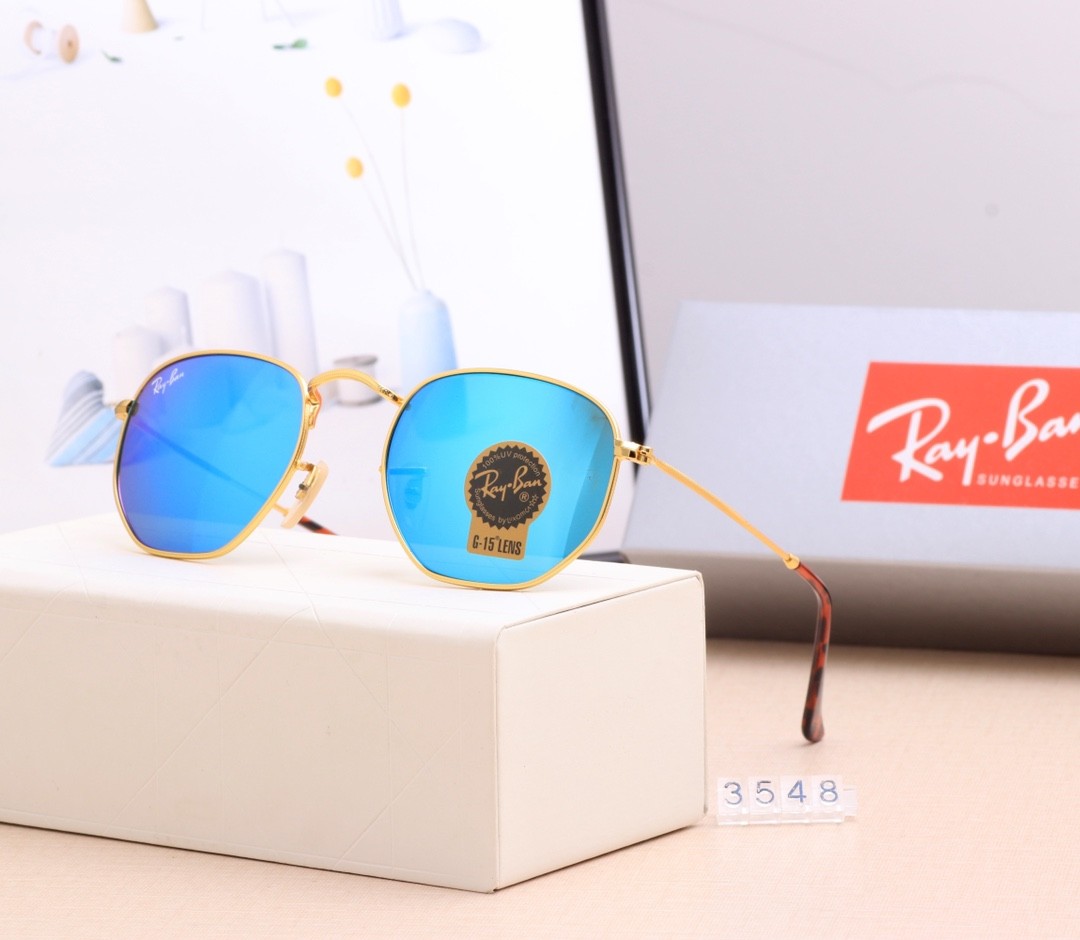 Ray Ban RB3548 Sunglasses Blue/Gold with Brown