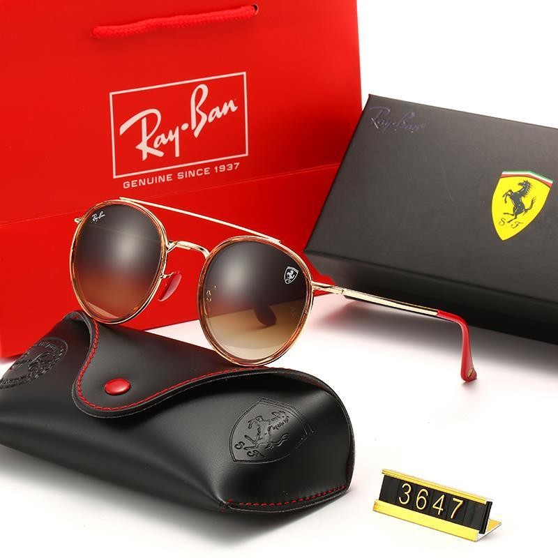Ray Ban RB3647 Sunglasses Brown/Gold with Red with Tortoise