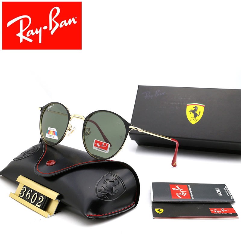 Ray Ban RB3605 Sunglasses Green/Gold with Red
