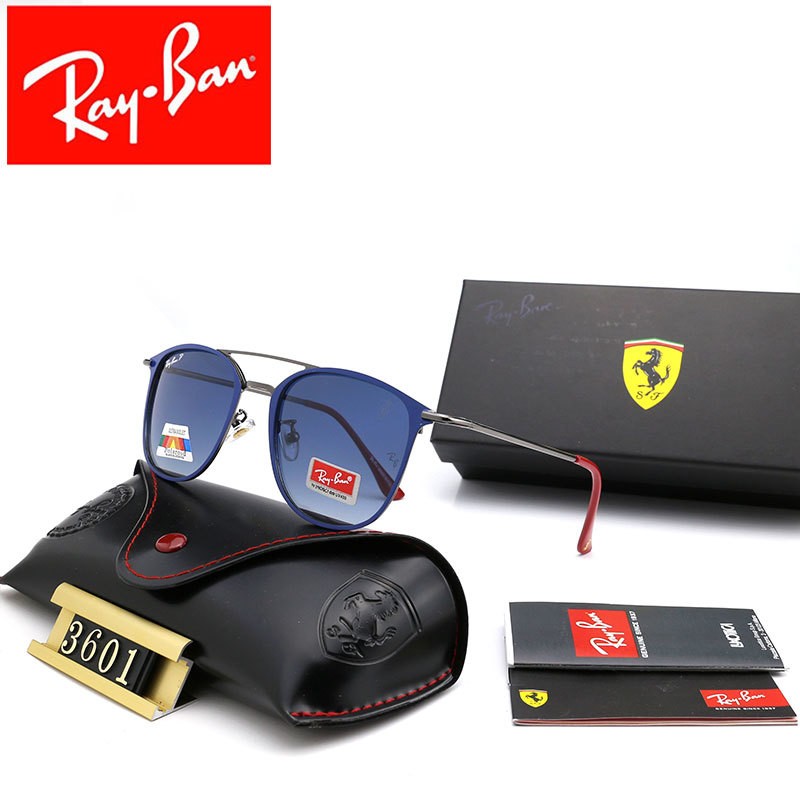 Ray Ban RB3601 Sunglasses Blue/Gray with Red with Bule