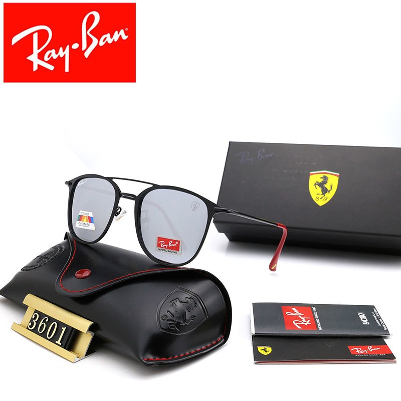 Ray Ban RB3601 Sunglasses Hyper Gray/Black with Red