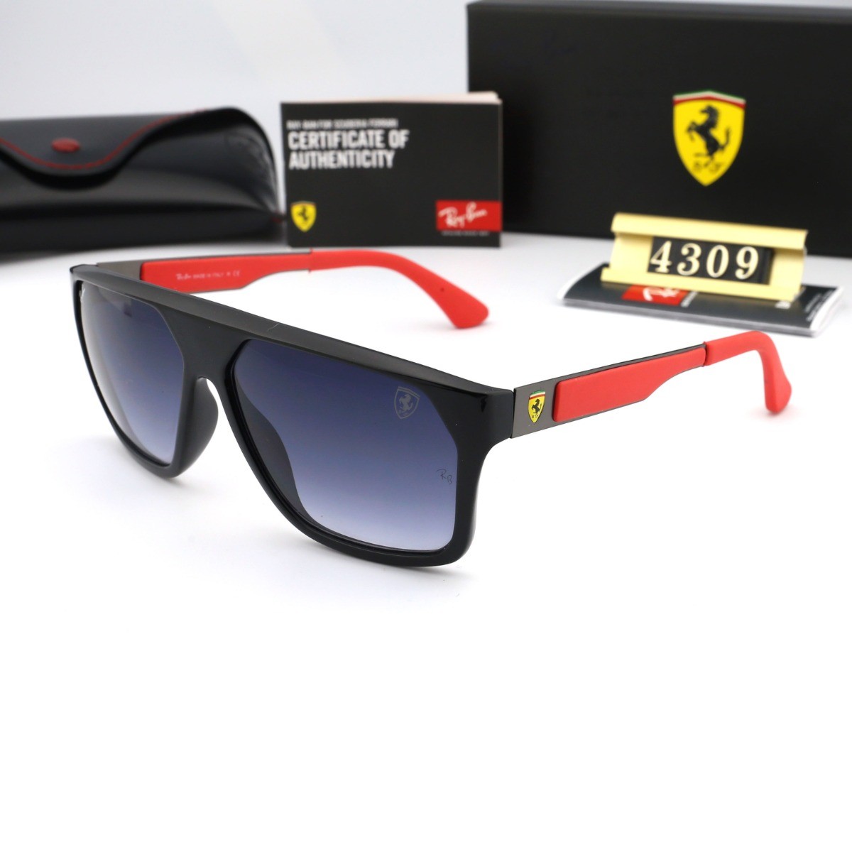 Ray Ban RB4309 Sunglasses Dark Blue/Red with Black