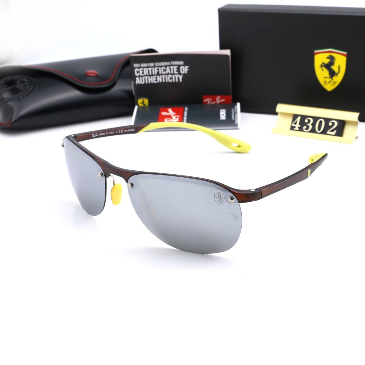 Ray Ban RB4302 Sunglasses Gray/Brown with Yellow