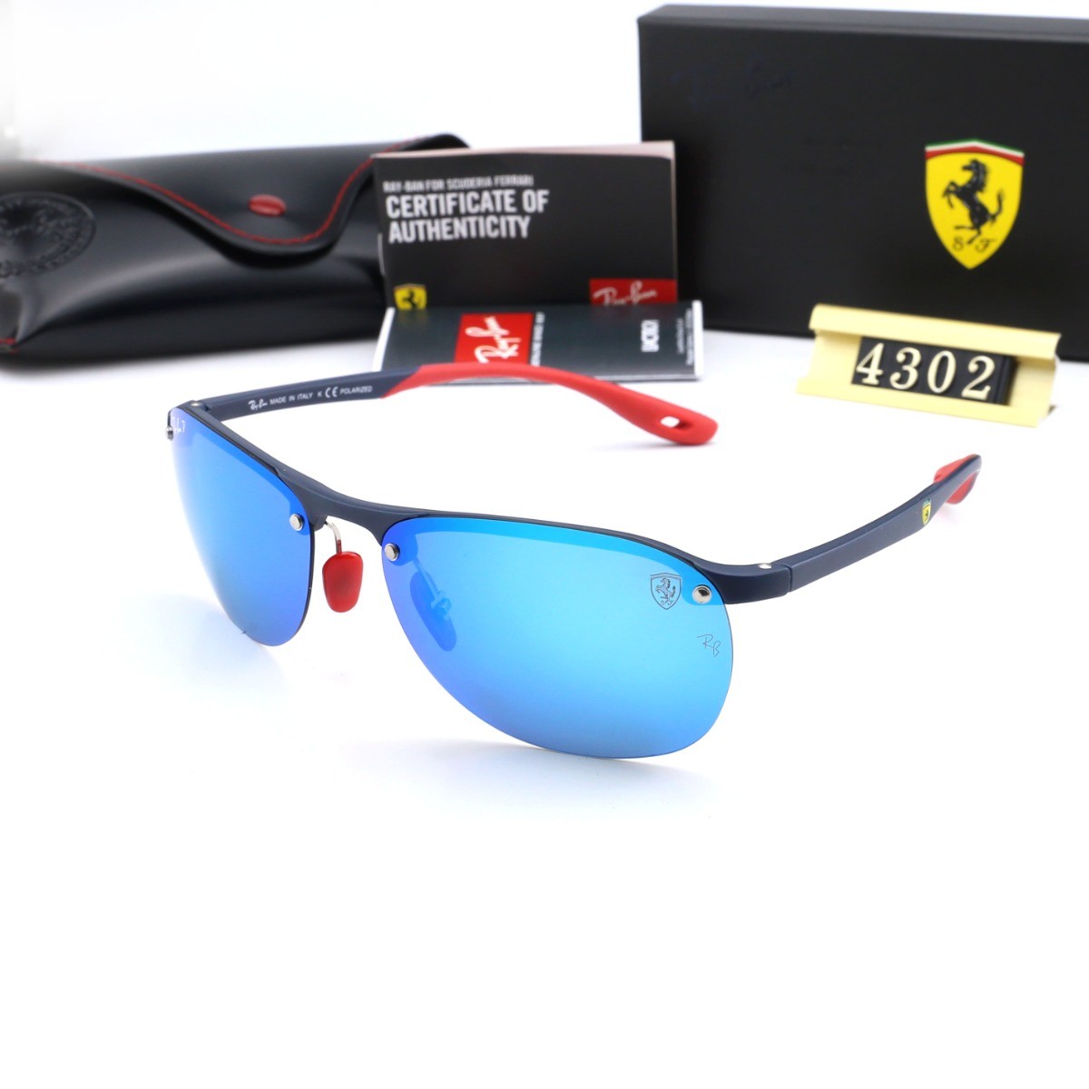 Ray Ban RB4302 Sunglasses Blue/Black with Red