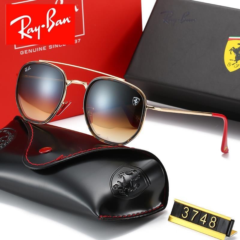 Ray Ban RB3748 Sunglasses Brown/Gold with Red