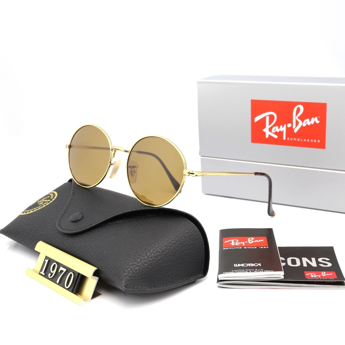 Ray Ban RB1970 Sunglasses Brown/Gold with Black
