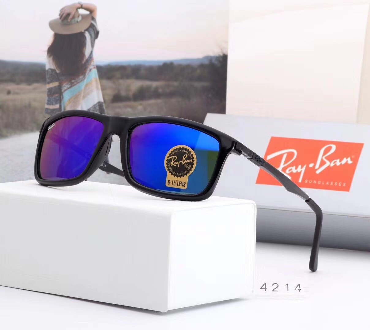 Ray Ban RB4214 Sunglasses Dark Blue/Black