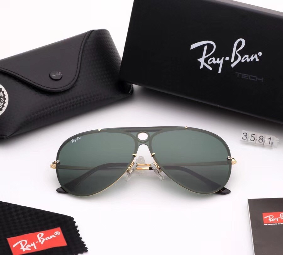 Ray Ban RB3581 Sunglasses Mirror Green/Gold with Black