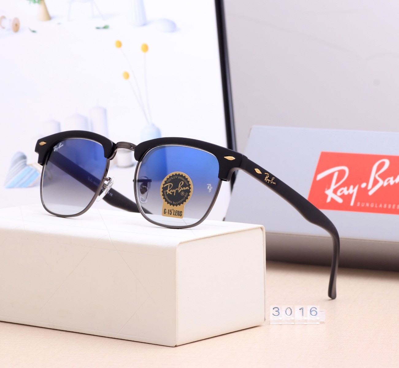 Ray Ban RB3016 Sunglasses Mirror Gradient Blue/Black
