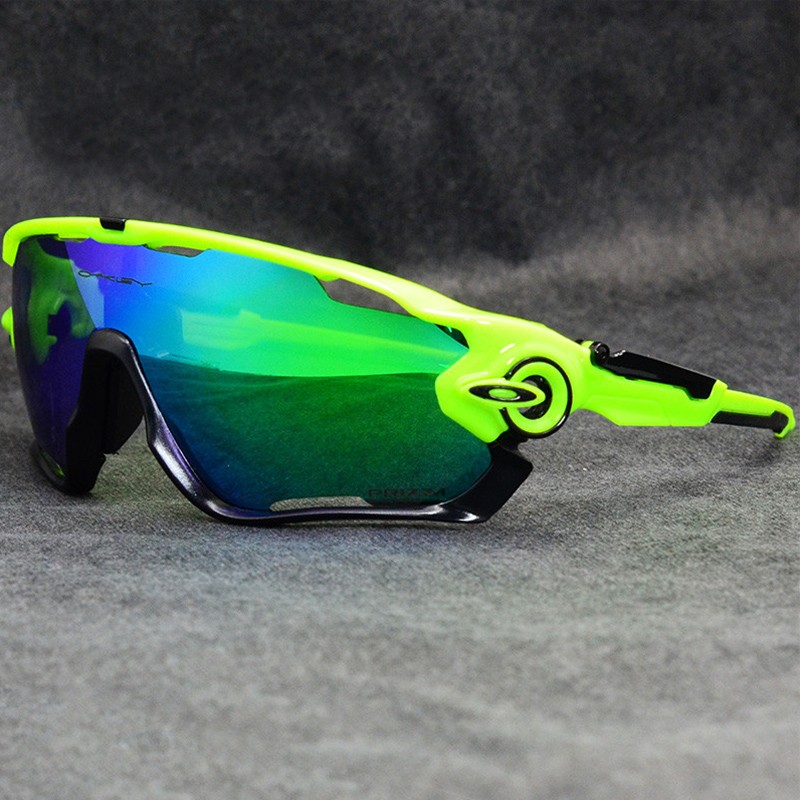 Oakley Jawbreaker Sunglasses Polished Green/Blue Iridium