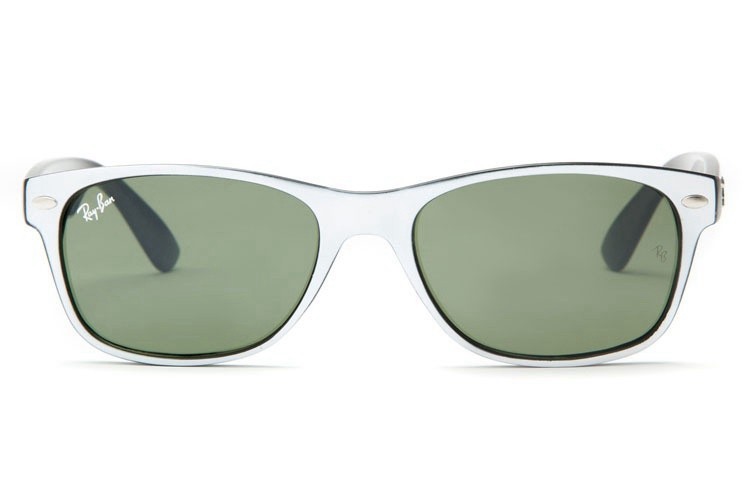 Ray Ban RB2132 Wayfarer Sunglasses Silver/Light Green