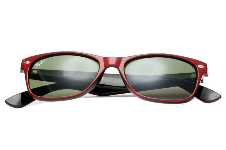 Ray Ban RB2132 Wayfarer Sunglasses Black with Fire/Light Green