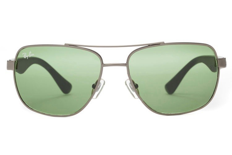 Ray Ban RB2483 Aviator Sunglasses Silver/Light Green