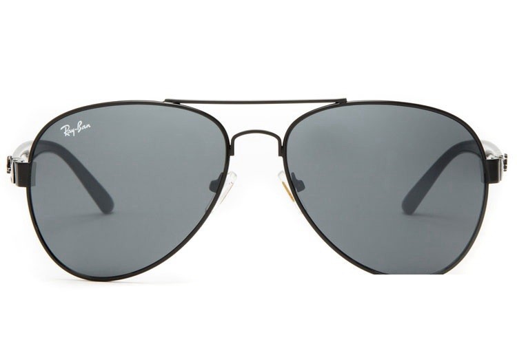 Ray Ban RB3806 Aviator Sunglasses Black/Light Gray