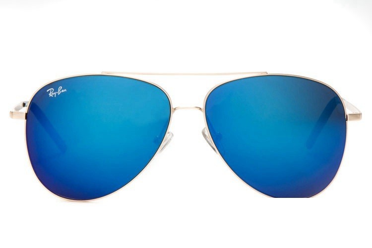 Ray Ban RB3811 Aviator Sunglasses Gold/Dark Blue
