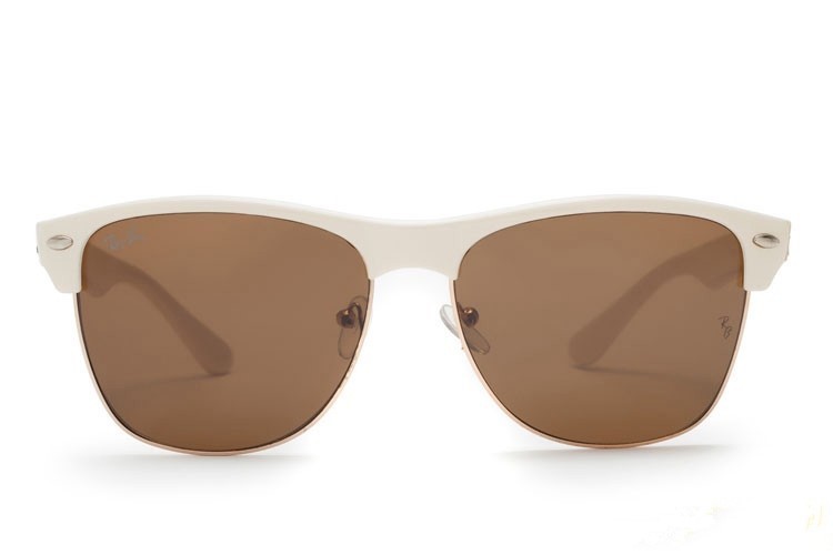 Ray Ban RB4175 Clubmaster Oversized Sunglasses White/Brown