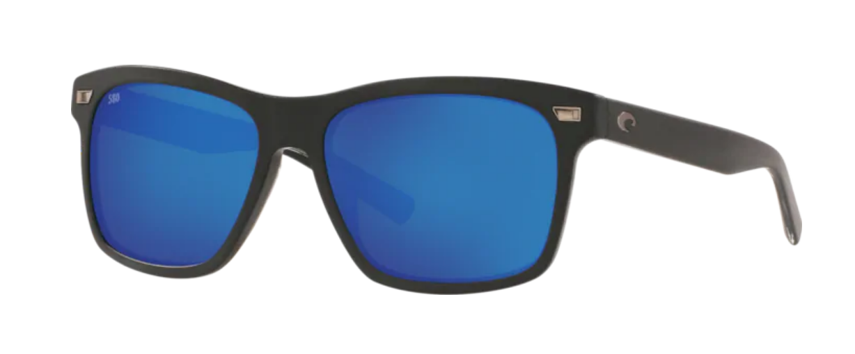 Costa Aransas Mens Sunglasses Matte Black/Blue Mirror