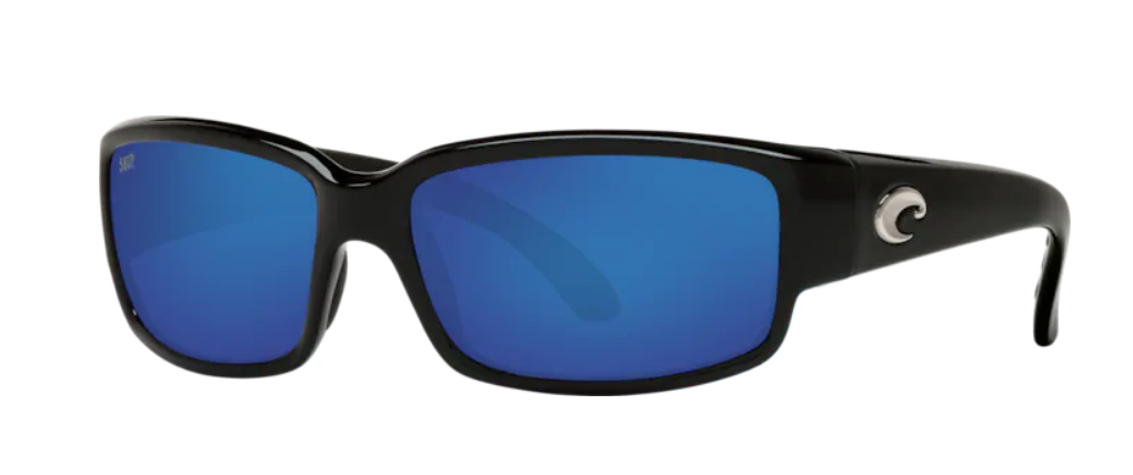 Costa Caballito Mens Sunglasses Shiny Black/Blue Mirror