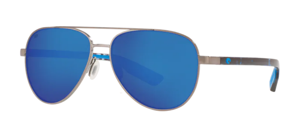 Costa Peli Mens Sunglasses Brushed Gunmetal/Blue Mirror