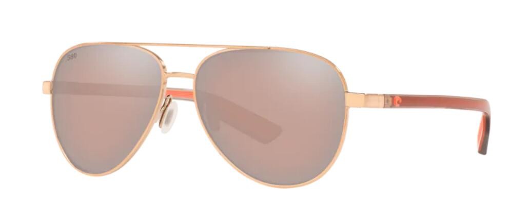 Costa Peli Mens Sunglasses Shiny Rose Gold/Copper Silver Mirror