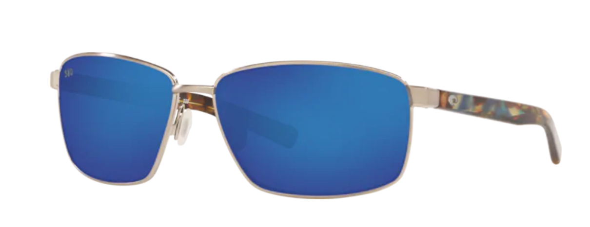 Costa Ponce Mens Sunglasses Brushed Silver/Blue Mirror