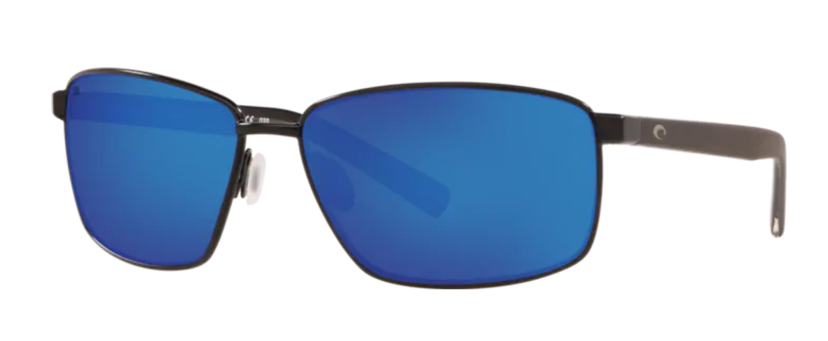 Costa Ponce Mens Sunglasses Matte Black/Blue Mirror