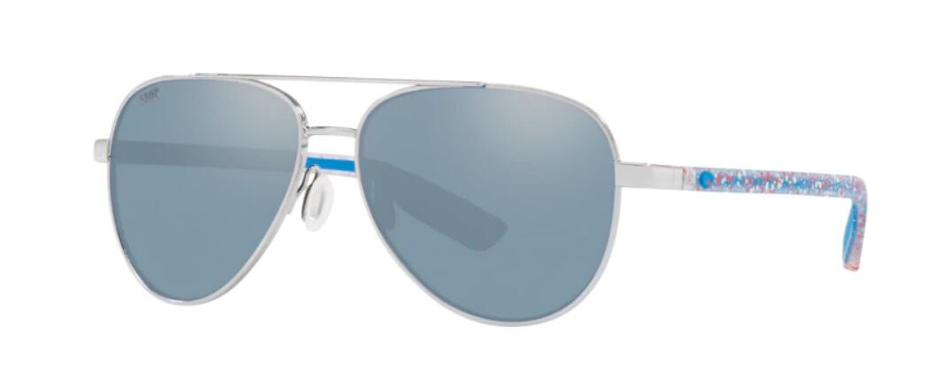 Costa Freedom Series Peli Mens Sunglasses Shiny Silver/Gray Silver Mirror