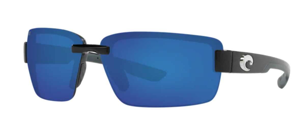 Costa Galveston Mens Sunglasses Shiny Black/Blue Mirror