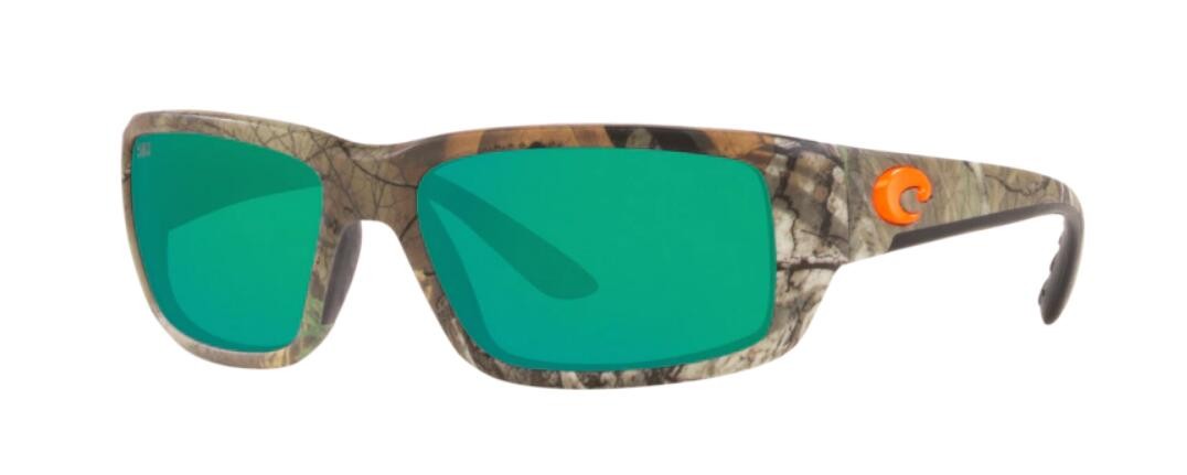 Costa Fantail Mens Sunglasses Realtree Xtra Camo Orange Logo/Green Mirror