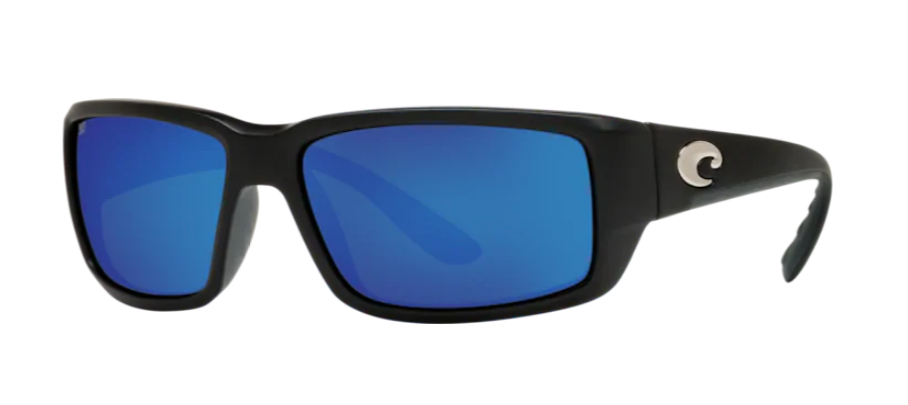 Costa Fantail Mens Sunglasses Matte Black/Blue Mirror