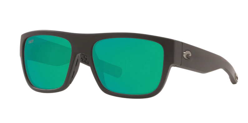Costa Sampan Mens Sunglasses Matte Black/Green Mirror