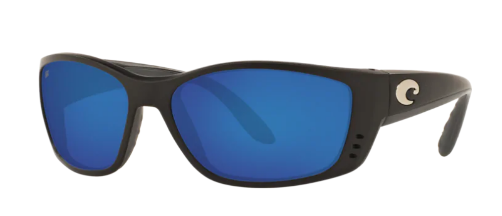 Costa Fisch Mens Sunglasses Matte Black/Blue Mirror