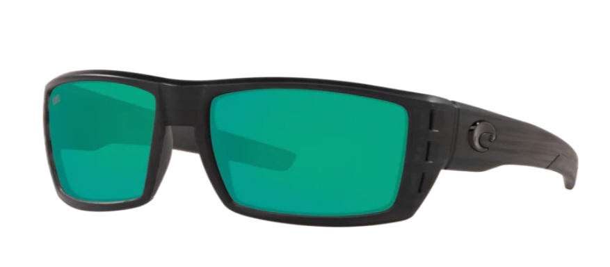 Costa Rafael Mens Sunglasses Matte Black Teak/Green Mirror