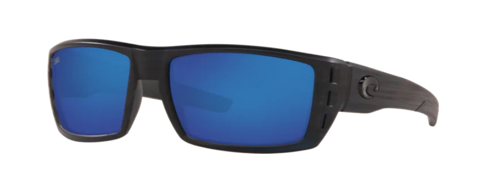 Costa Rafael Mens Sunglasses Matte Black Teak/Blue Mirror