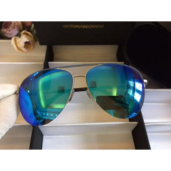 Victoria Beckham Classic Mirrored Sunglasses Blue Silver