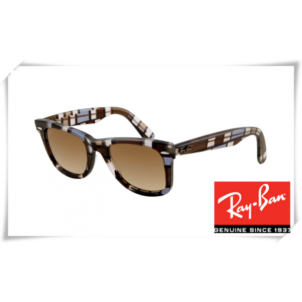 Ray Ban RB2140 Original Wayfarer Sunglasses MultiColor Stripe Frame Light Brown Lens