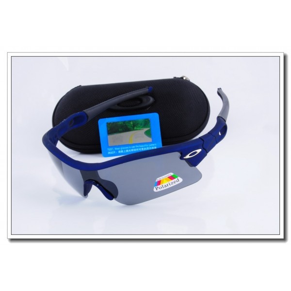 Cheap Oakley Radar Polarized Sunglasses RoyalBlue Frame Slate grey Iridium Lens Sale