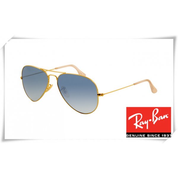 Ray Ban RB3025 Aviator Sunglasses Arista Frame Blue Gradient Lens