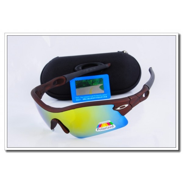 Cheap Oakley Radar Polarized Sunglasses Chocolate Frame Ice yellow Iridium Lens Sale