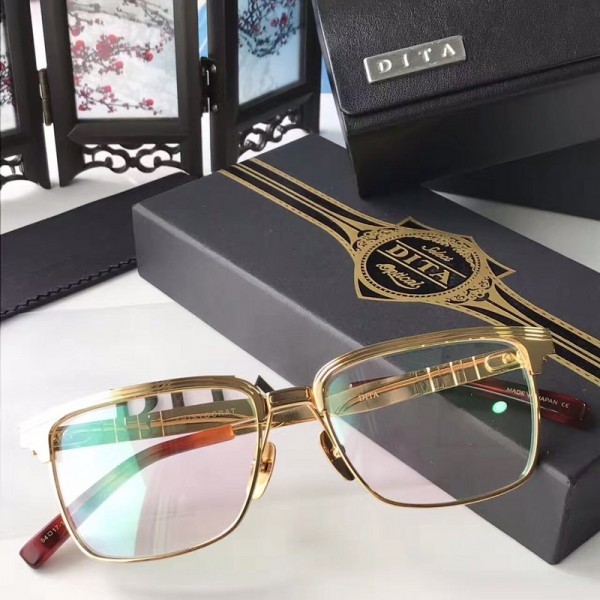 Dita DRX-2076 Sunglasses Square Half Frame Red Gold Frame