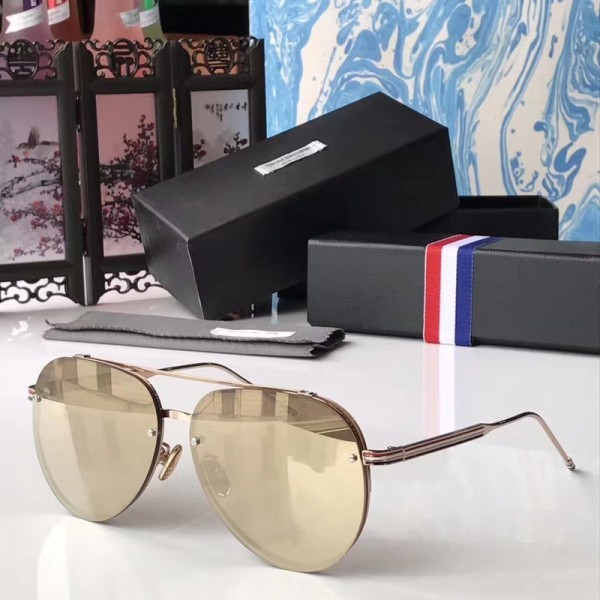 Thom Browne Rimless Sunglasses TB-115 Dark Yellow Lenses