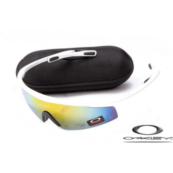 Oakley M Frame Sunglasses White Frame Yellow Blue Iridium Lens OAKLEY20156236
