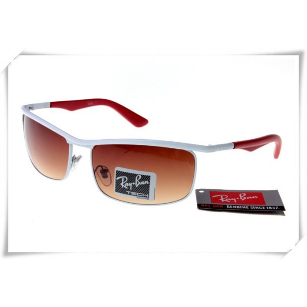 Ray Ban RB3459 Sunglasses White Red Frame Brown Gradient Lens